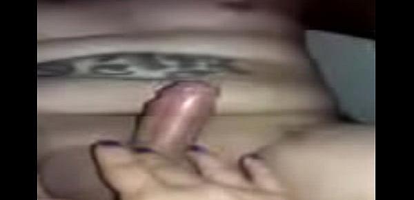  GF playing with BF&039;s dick getting it hard